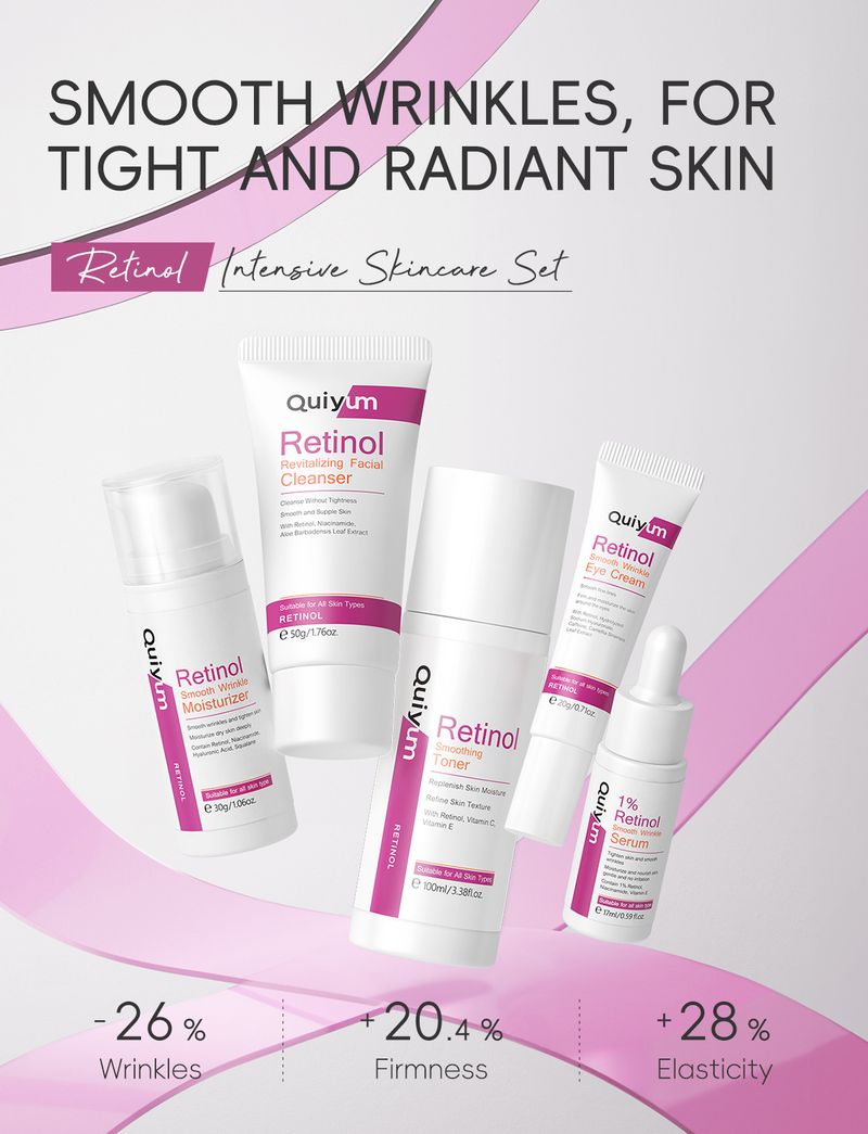 Cross Border QUIYUM Retinol Five Piece Set Hydrating And Moisturizing FDA Skin Care Product Set Manufacturer Spot Wholesale New Product_voghion.com
