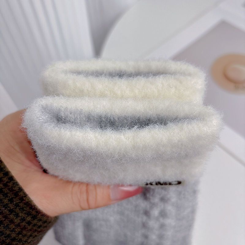 Gants d'hiver pour femmes, chauds et résistants au froid, en laine tricotée, cinq doigts, antigel, écran tactile, protection complète des doigts_voghion.com