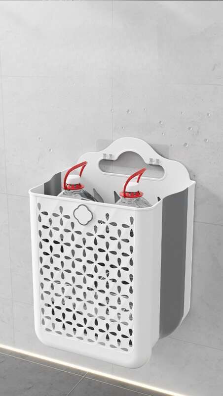 【Hälsosamt material】 Förvaringsvägg Vikbar hängande underkläder Tvättstuga Hem Badrum Korg Badning Kasta smutsiga kläder_voghion.com