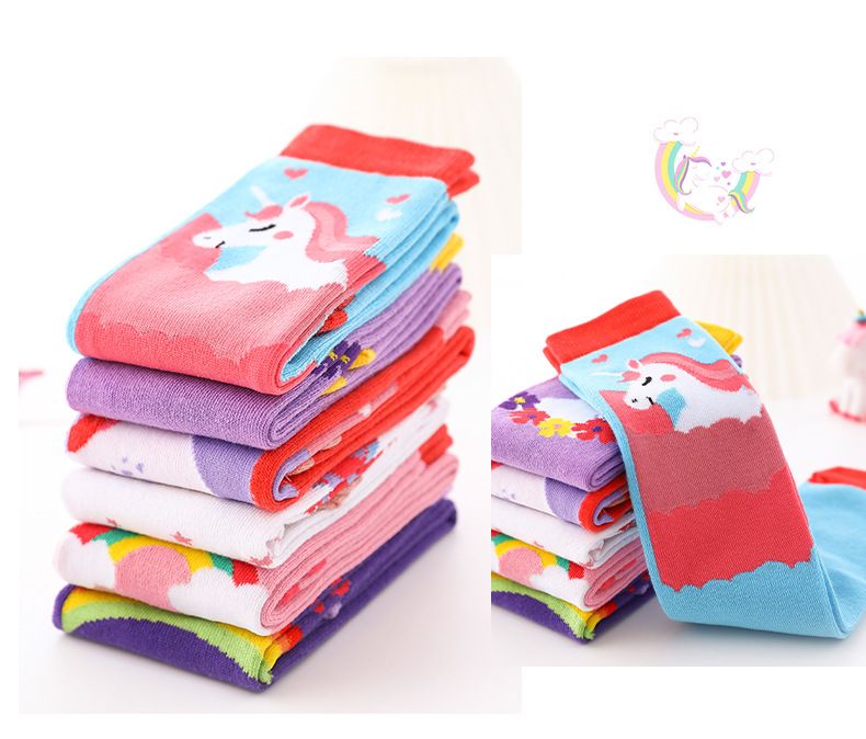 Ubranka dla dzieci Oryginalne skarpetki dziecięce z kreskówkowymi modnymi skarpetkami bawełnianymi skarpetkami z jednorożcem skarpetki typu mid tube_voghion.com