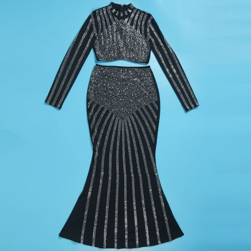 Costum de baie sexy cu mâneci lungi și coadă de pește pentru femei, îmbrăcăminte sexy, cu șolduri înfășurate cu diamant_voghion.com
