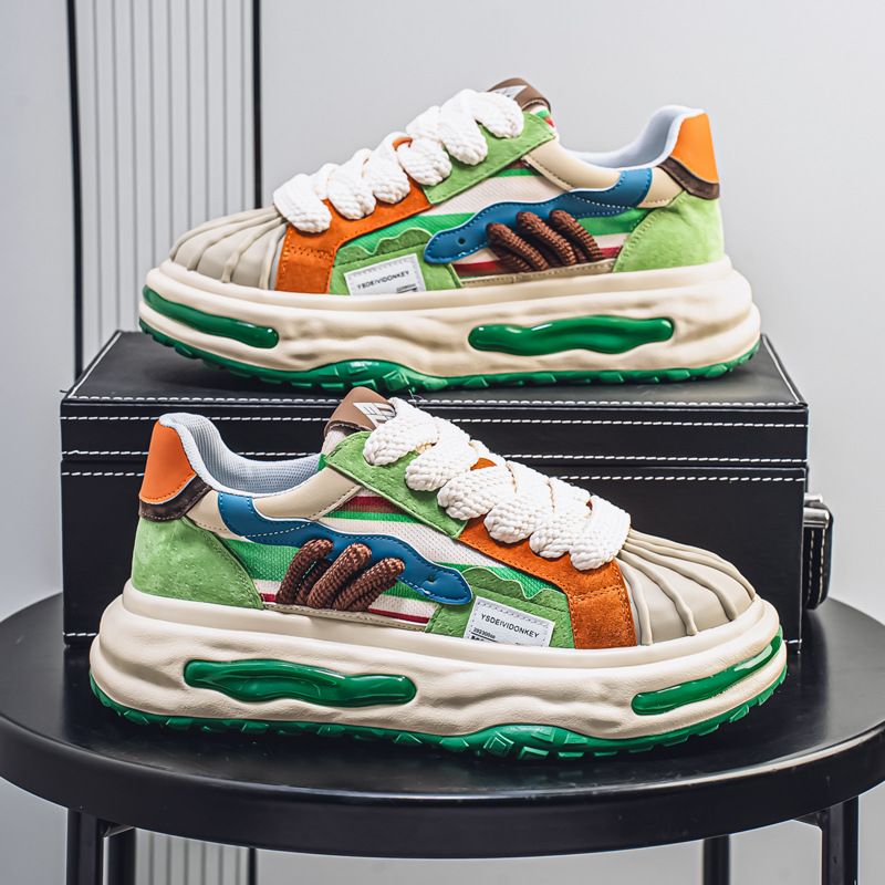 Shell 2025 Sommer Neue Dünne Herrenschuhe Trendy Color Block Dopamin Big Toe Casual Sneakers Dicke Sohle Höhe Erhöhen_voghion.com