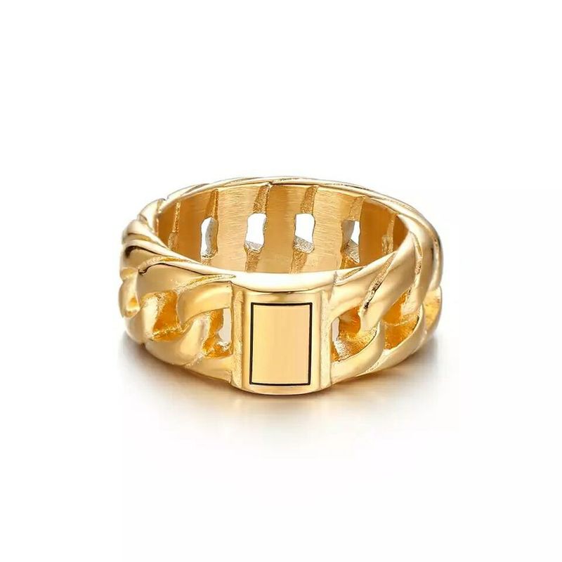Accessories Men's Woven Cuban Titanium Trendy Stainless Steel Chain Ring_voghion.com