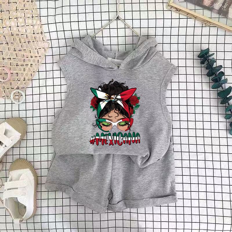 Children's Clothing 2025 New Girls Shorts Suit Hooded Two Piece Korean Style Fashion Cartoon Vest Trend_voghion.com