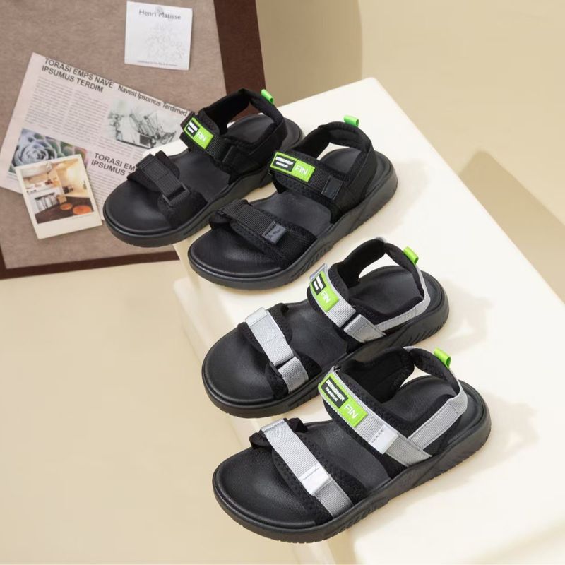Summer Internet Celebrity New Trend Thick Sole Double Strip Beach Couple Velcro Casual Sandals For Women_voghion.com