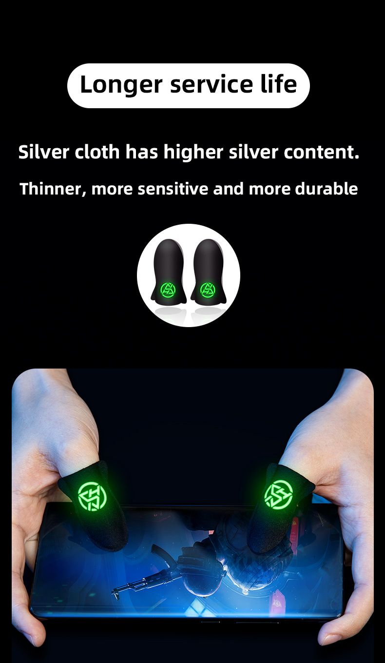 Neue leuchtende Fingerabdeckung für Spiele, ultradünn, schweißfest, E-Sport-Hühnerfingerabdeckung, supraleitendes Silbertuch, King Mobile Game Fingerabdeckung_voghion.com
