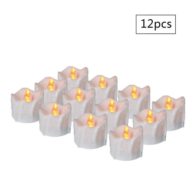 Bougies LED télécommandées – Effet scintillant et goutte d'eau pour anniversaires, mariages, Halloween et Noël (blanc chaud/froid/jaune, lot de 6)_voghion.com