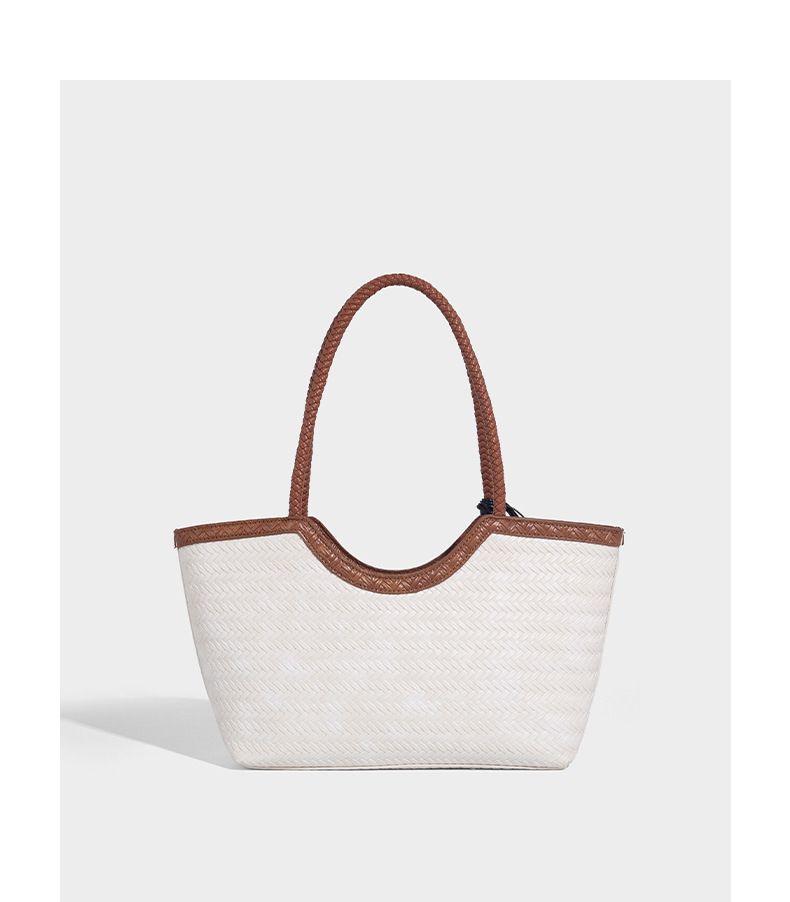 Borsa tote in pelle intrecciata con tasca interna, borsa a tracolla di grande capacità per uso quotidiano, shopping, viaggi - Design marrone chic_voghion.com