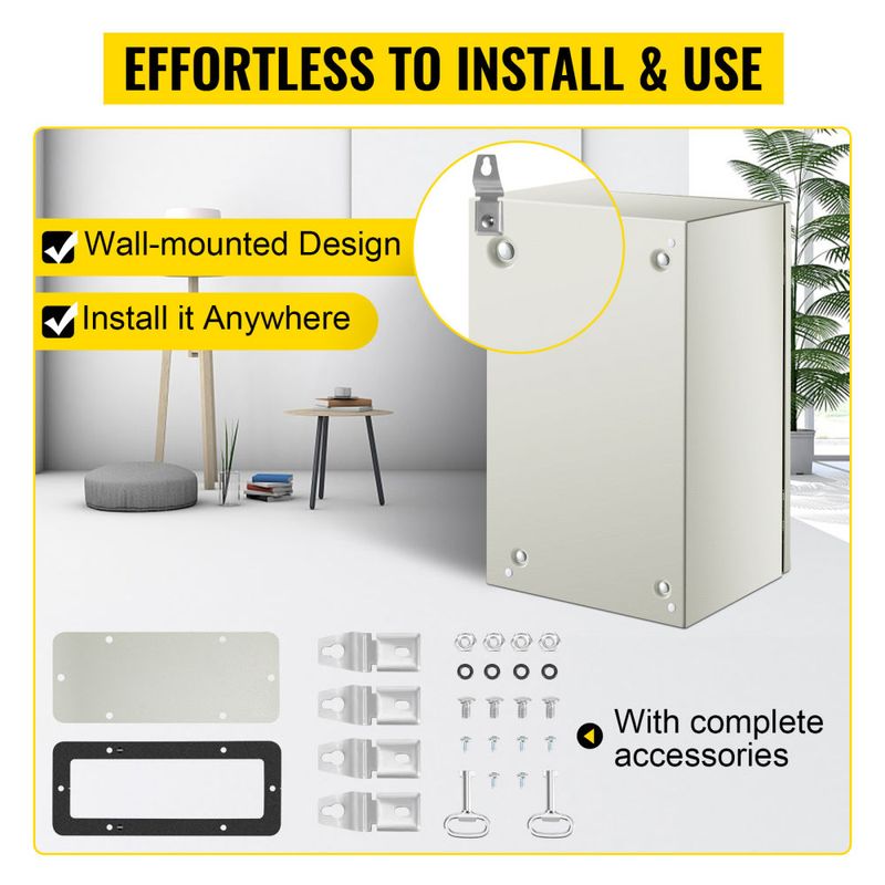 VEVOR NEMA Steel Enclosure, 20 x 12 x 10'' NEMA 4X Steel Electrical Box, IP66 Waterproof & Dustproof, Outdoor/Indoor Electrical Junction Box, with Mou_voghion.com