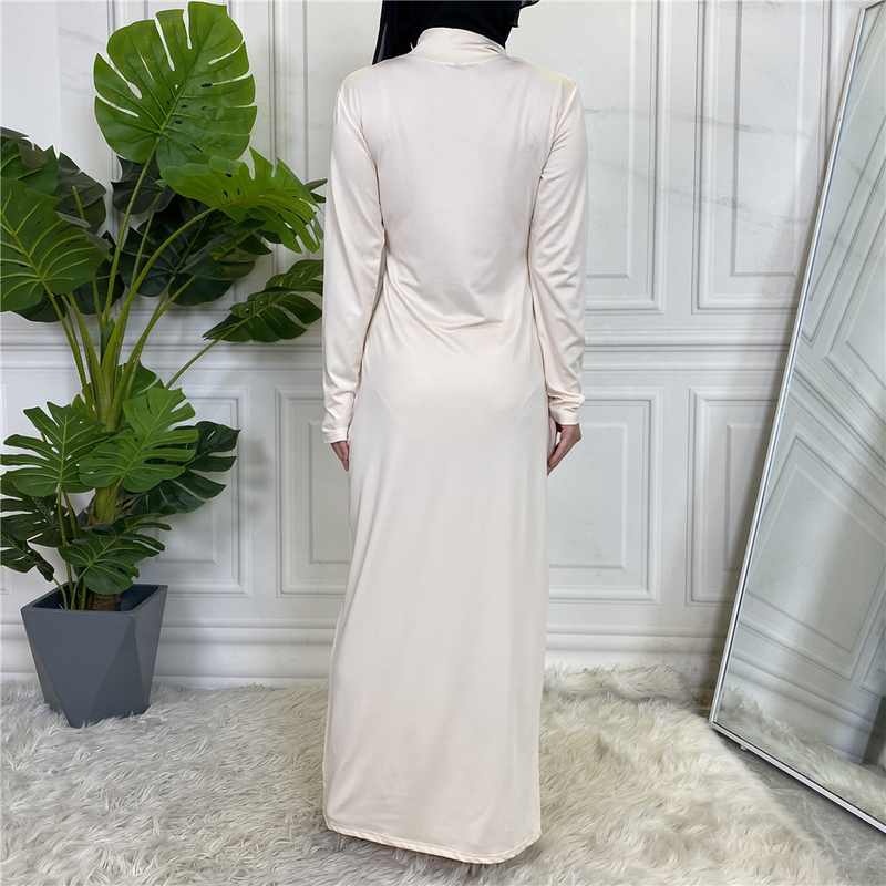 Abito a camicia con fondo a maniche lunghe in tinta unita casual alla moda da donna_voghion.com