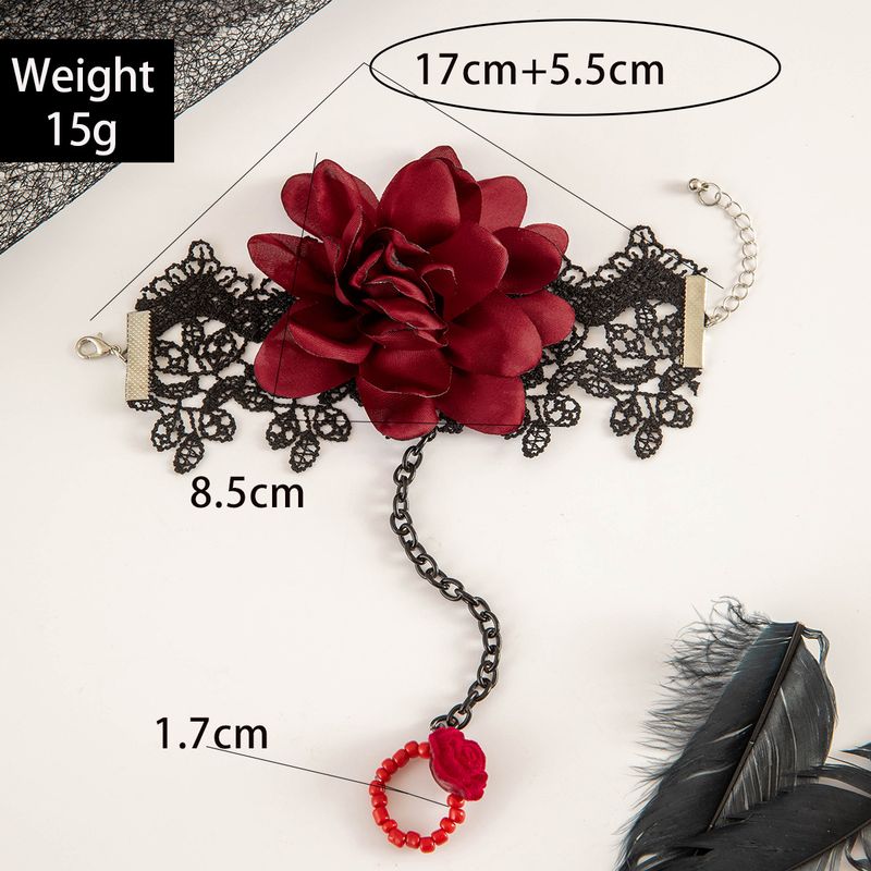 Collana con ciondolo a forma di rosa grande in stile gotico per Halloween, dolce, fresca, sexy e versatile, per le donne_voghion.com