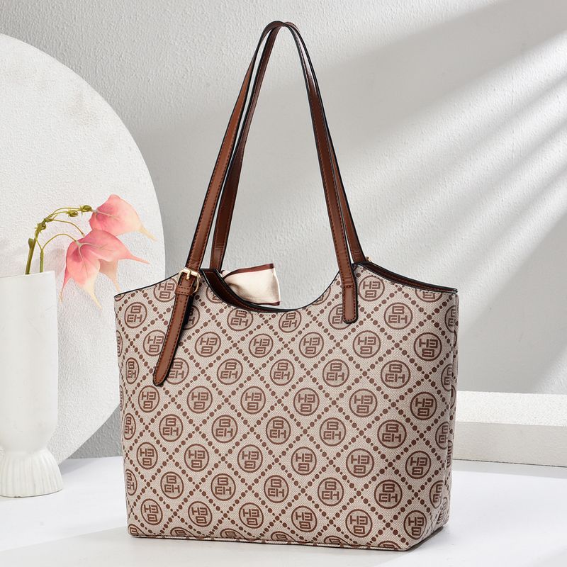 Borsa da donna, borsa tote, borsa retrò a quadri, grande capacità, borsa a tracolla con sciarpa e ornamento, borsa da donna_voghion.com