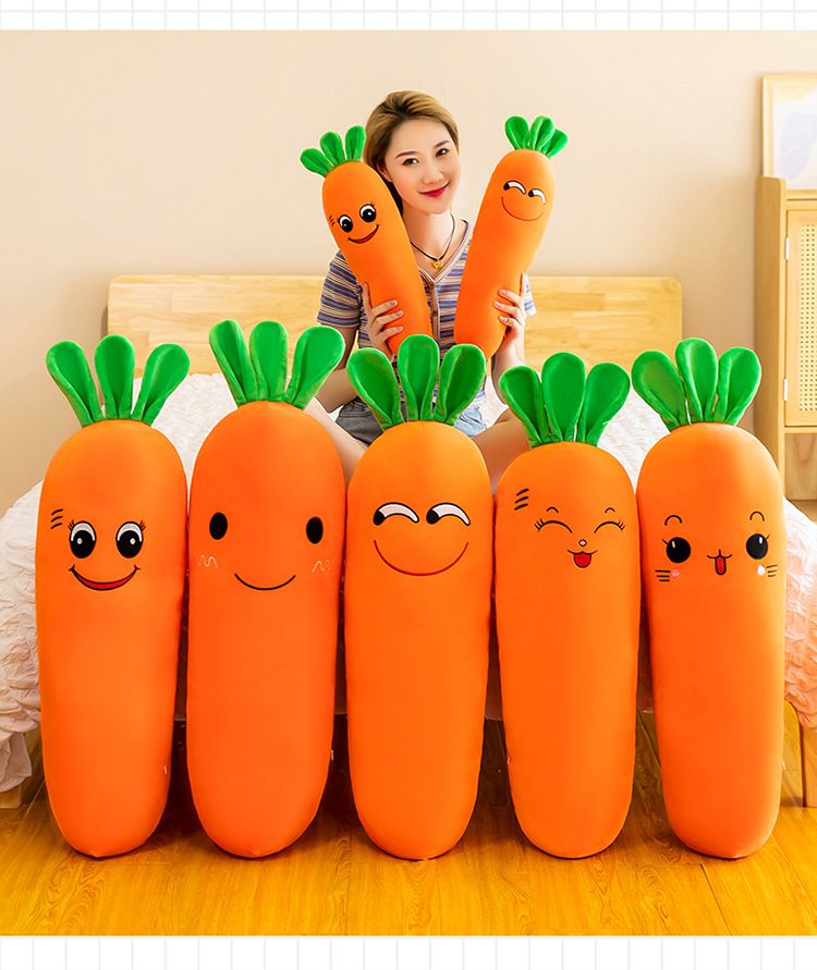 Cuscino a forma di carota lunga, per dormire a letto, simpatici giocattoli di peluche a forma di coniglietto, bambole per bambine, estate_voghion.com
