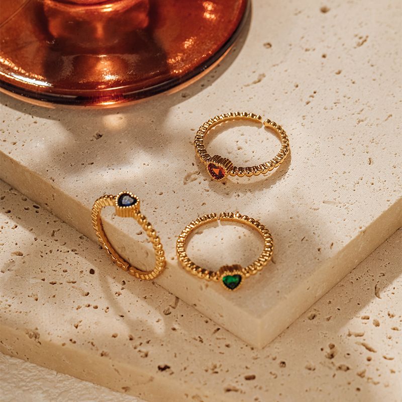 Anello di lusso leggero in zircone, vero oro galvanizzato, colore che preserva la trama del metallo, anello retrò francese, temperamento attivo, anello turchese_voghion.com