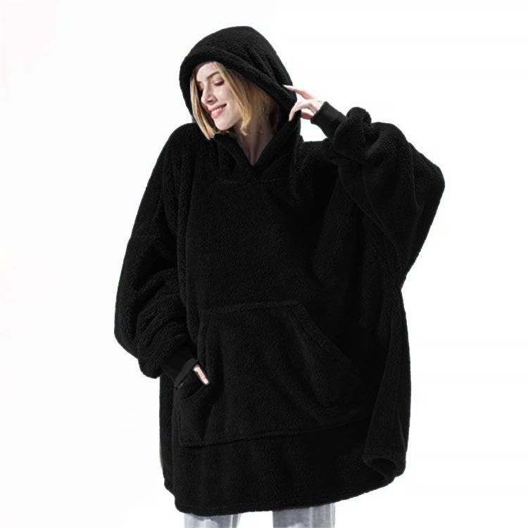 Loose Double Sided Fleece Blanket Couple Style Parent Child Wear Home Clothes_voghion.com