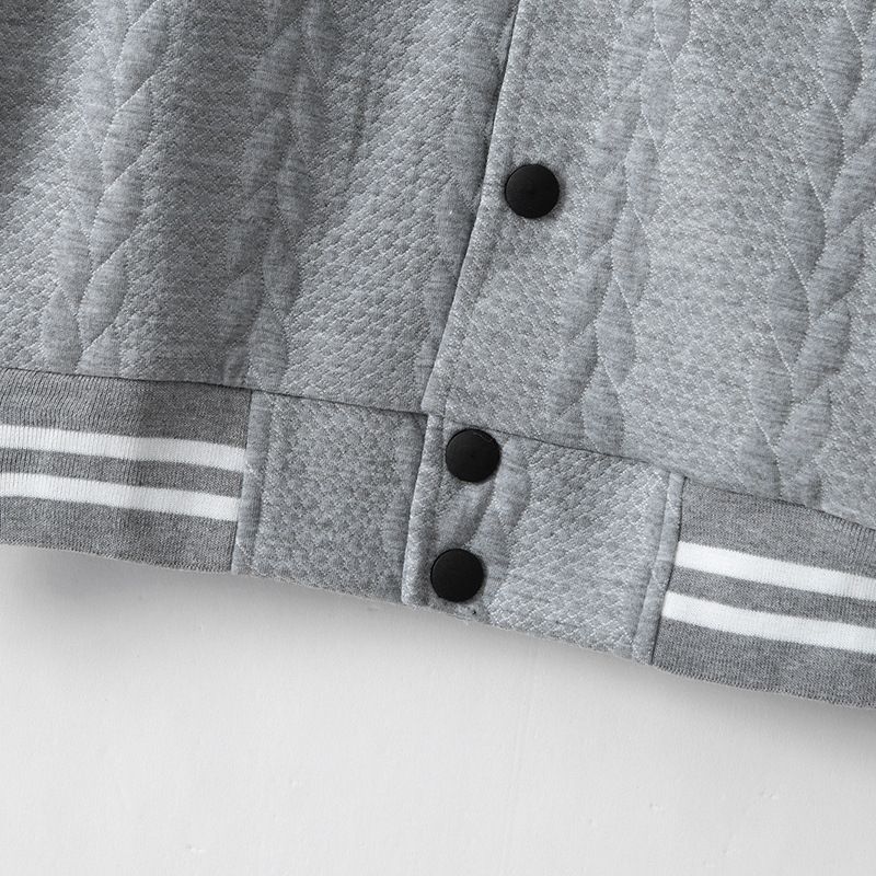 Men's Clothing autumn and winter men's baseball jacket knitted heavy jacquard solid color stand up collar casual drop shoulder button jacket men_voghion.com