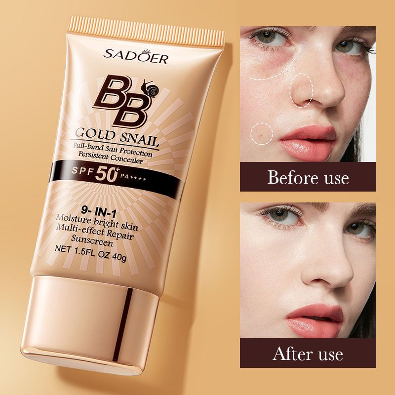 SADOER Snail Sonnenschutz BB Foundation Make-up Concealer Feuchtigkeitsspendende Isoliercreme_voghion.com
