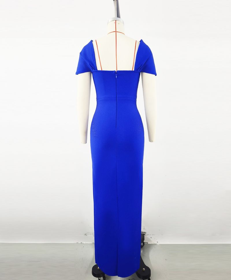 Elegante abito da sera con fascia e strass - Abito formale per feste di Natale da donna, abito aderente in poliestere elasticizzato aderente_voghion.com