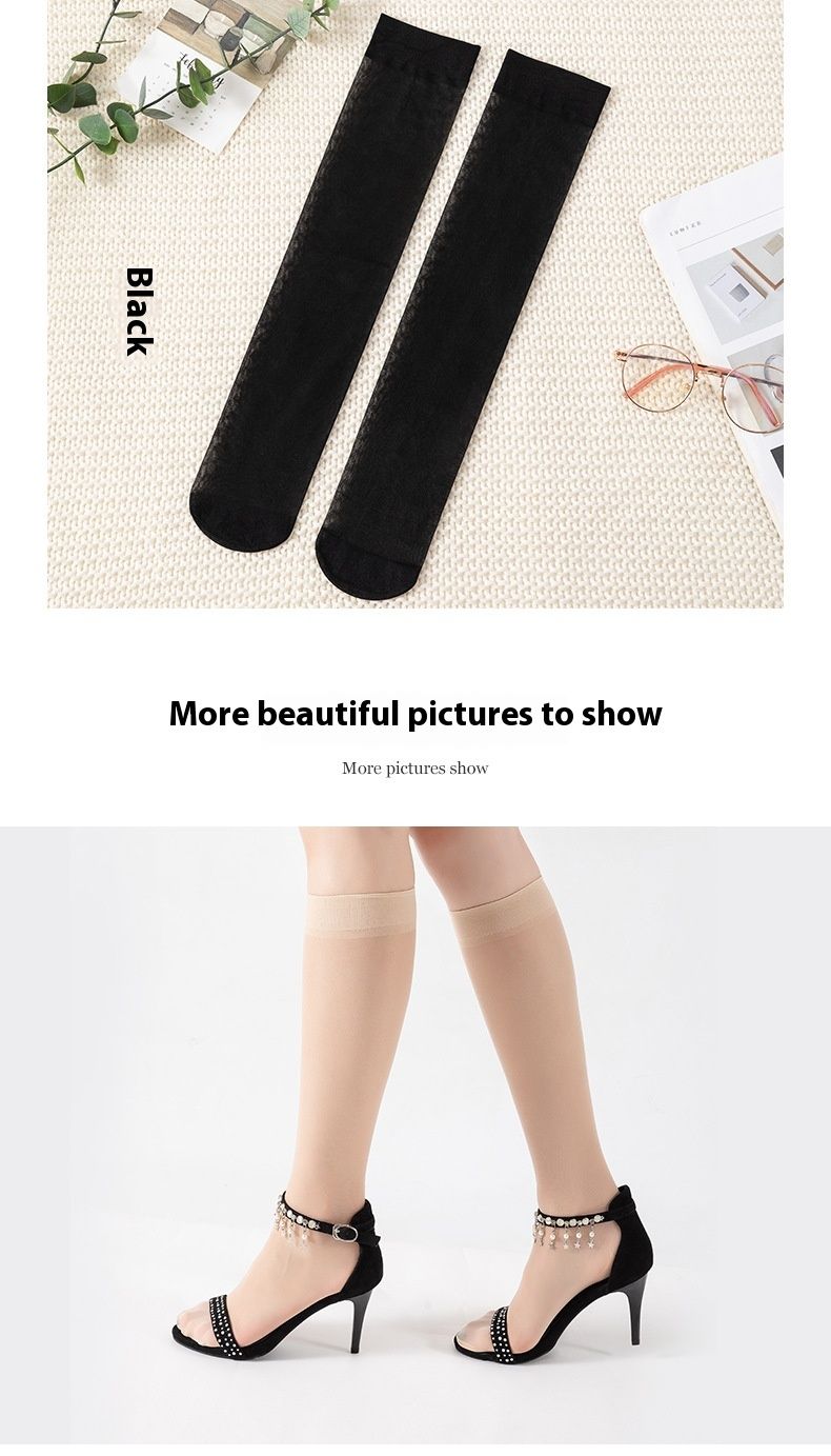Wadenhohe Socken für Damen, unsichtbare Halbstrümpfe, rutschfeste Strümpfe, Hautfarbe, Anti-Nutte, dünner Abschnitt_voghion.com