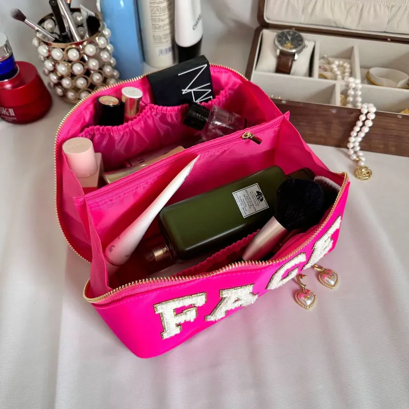 Kosmetiktaschen Hüllen Candy Color Damen Paste Buchstaben Damen Tragbare Make-up-Tasche Handtaschen Große Kapazität Weibliche Reise_voghion.com