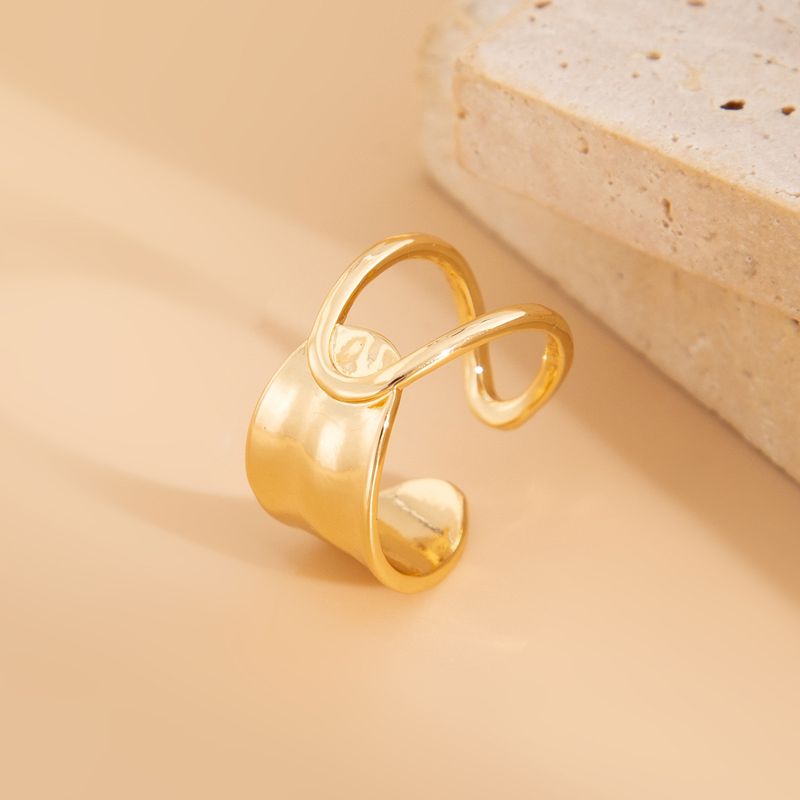 simple ins geometric smooth ring bracelet design sense irregular cross open joint ring_voghion.com