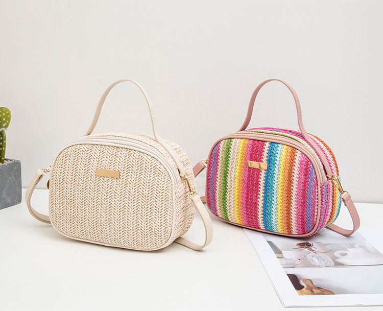 Women's Bag New Ladies Bag Straw Colored Hand Held Sequined Ladies Messenger Bag_voghion.com