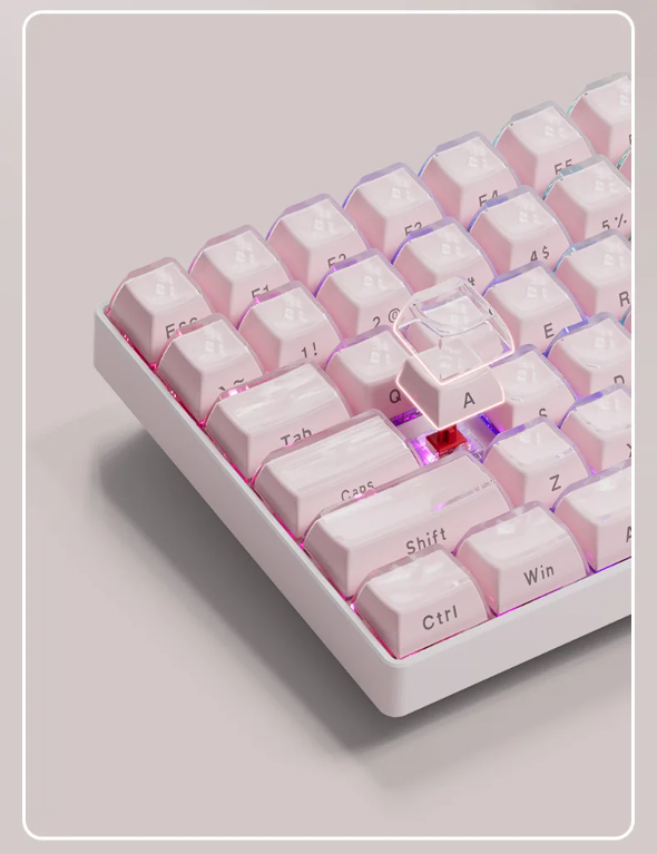 Crystal Jelly Keycaps: White, Pink, Blue, Purple, Cute & Minimalist, OEM Profile, Crystal Side - Printed, 113 Keys, Compatible_voghion.com