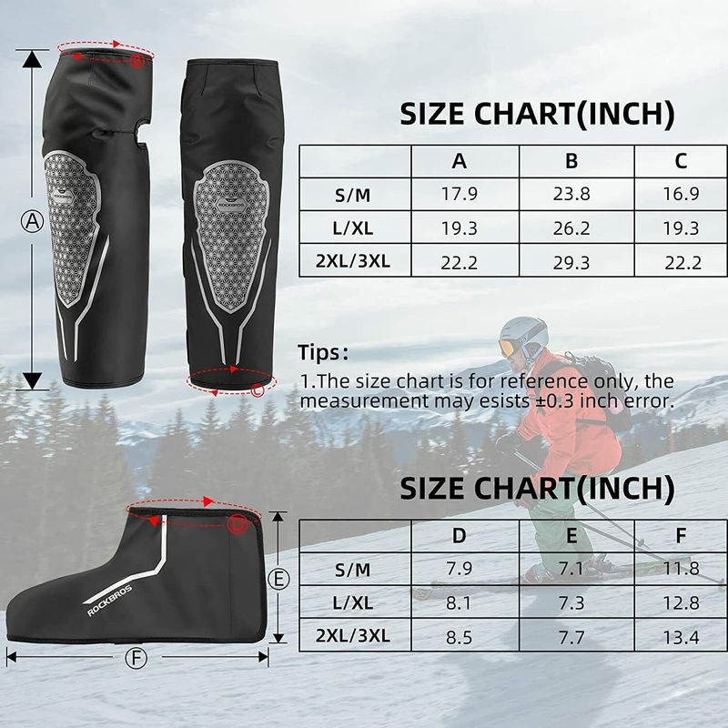 ROCKBROS 1 paire de guêtres thermiques pour les jambes + 1 paire de couvre-chaussures de vélo coupe-vent pour une utilisation en extérieur_voghion.com