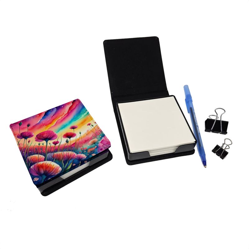Dianthus In Color PU Leather Note Paper Holder With Artist-Designed Cover, Desk Accessory, Office Gift_voghion.com