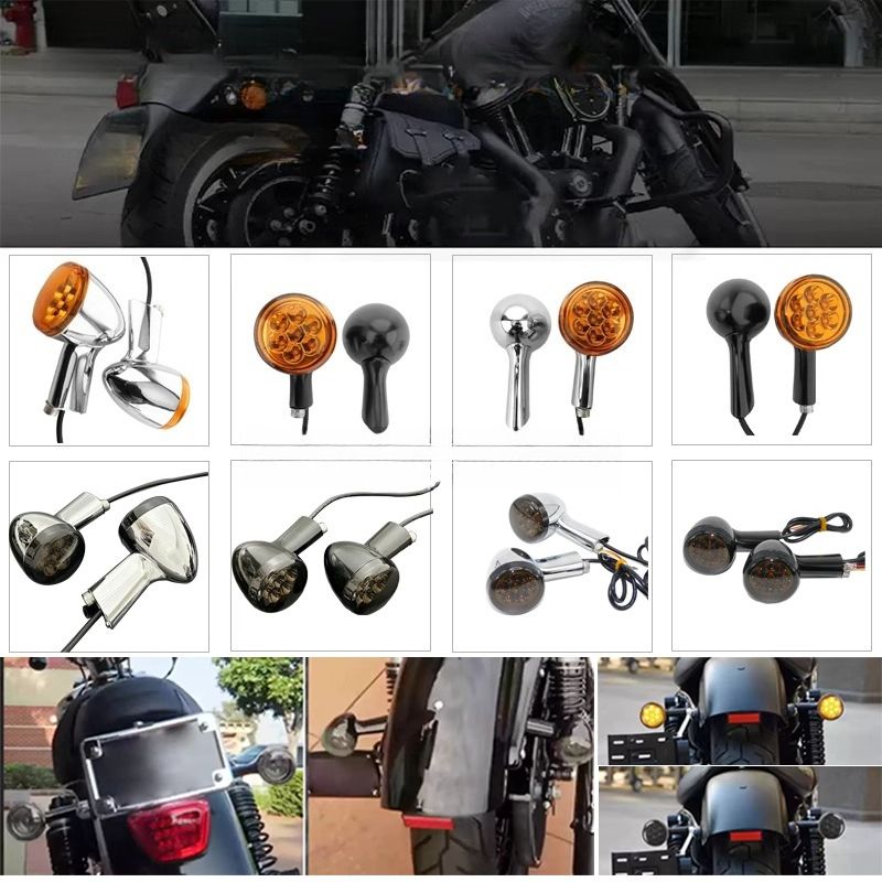Motorcycle Turn Signal Light For Harley XL883 1200 X48 72 Dyna Fat Boy Heritage Softail Classic 2Pcs LED Front/Rear Signals Lamp_voghion.com