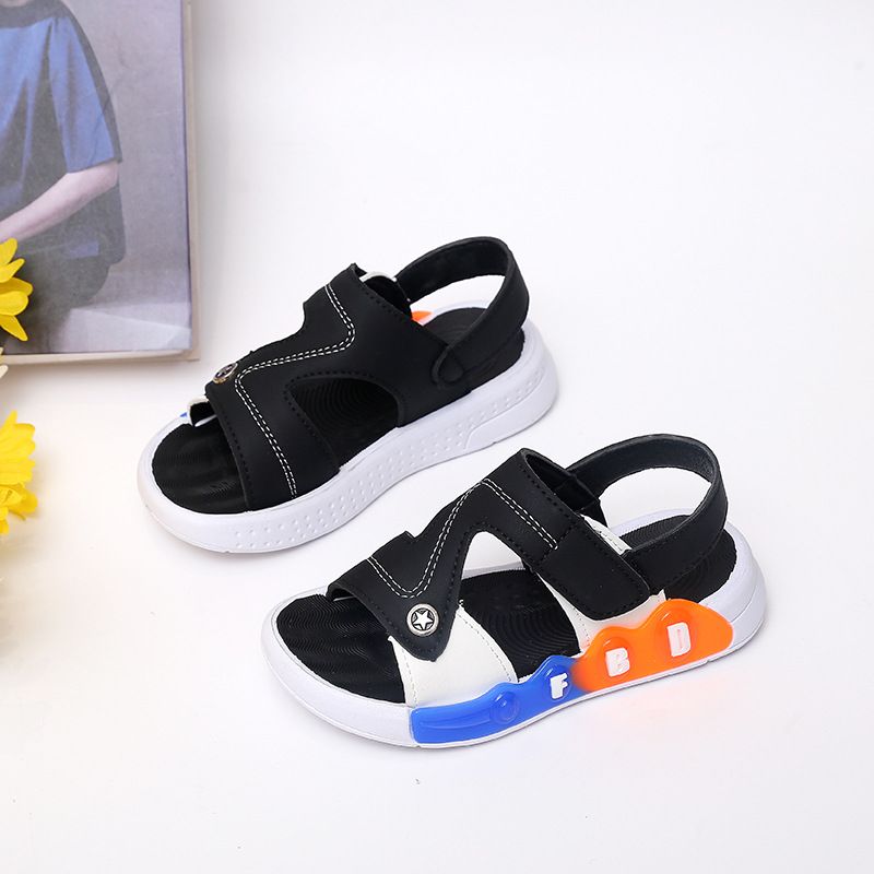 Mutter & Kinder Kinder Klett Strandsandalen 2024 Sommer neue langlebige offene Zehen flache Sandalen Farbverlauf Farbe Babyschuhe_voghion.com