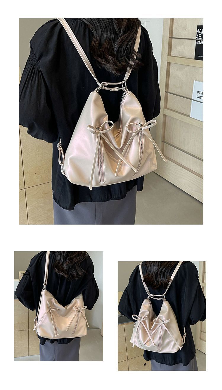 summer New Korean Bow Handbag Fashion Casual Large Capacity Shoulder Backpack Versatile Daily_voghion.com