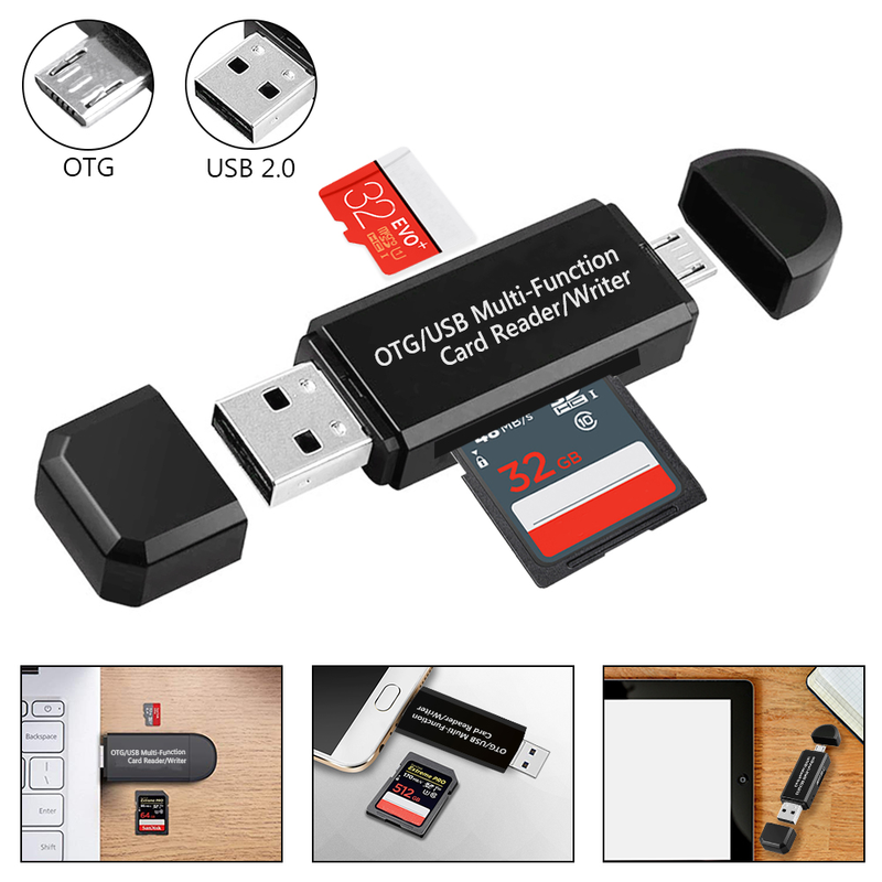 2 In 1 USB SD Card Reader Micro USB Memory OTG Adapter For SDXC/SDHC/SD/MMC/RS-MMC/Micro SD/TF /Micro SDXC/Micro SDHC/UHS-I_voghion.com