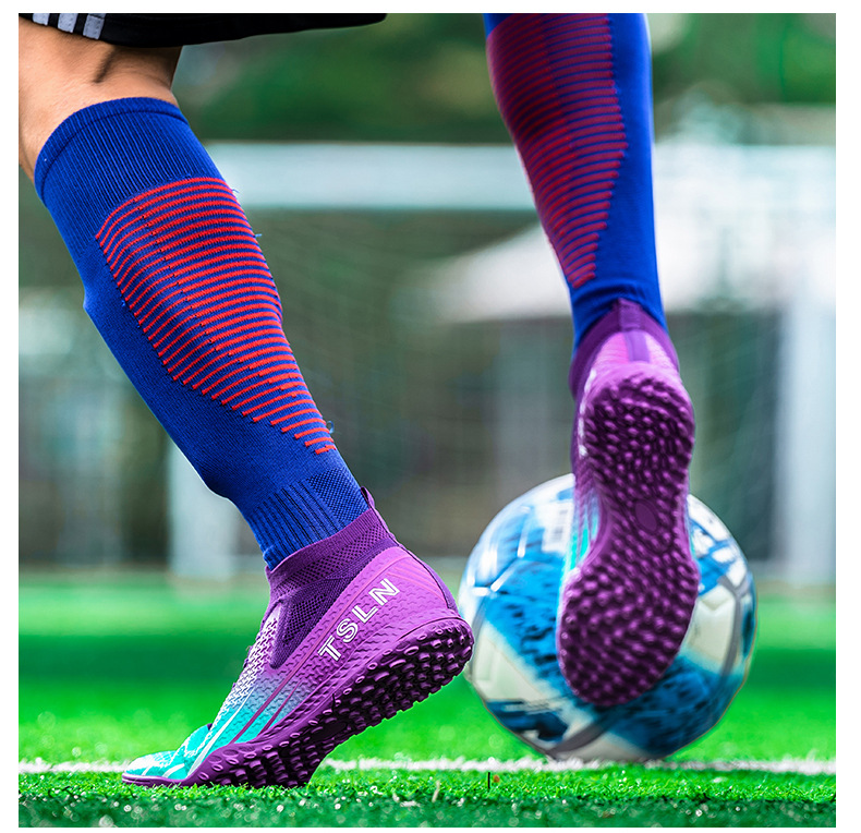 New high top football shoes Long nails football shoes TF broken nails special training shoes_voghion.com