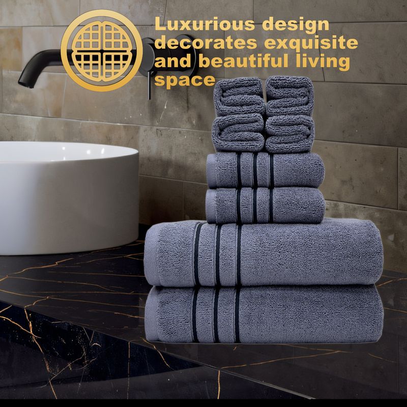 8-Piece 100% Cotton Towel Set - Includes 80x160cm Bath Towel & Face Towels Super Soft & Highly Absorbent For Bathroom & Spa_voghion.com