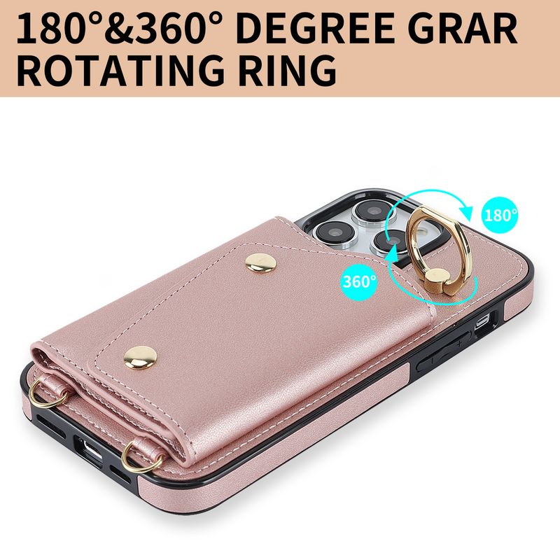 Custodia a tracolla per iPhone 16, custodia protettiva con cerniera, custodia in pelle per iPhone 15 Pro Max._voghion.com