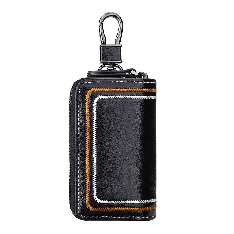 2021 Multifunctional Genuine Leather Zipper Unisex Case Fashionable Waist Hanging Car Key Holder_voghion.com