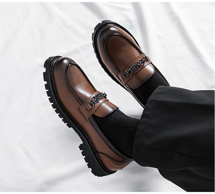 Quastenschuhe Herren Koreanische britische Retro-Lederschuhe mit runder Spitze Herren-Brogue-Schuhe Herrenschuhe mit dicker Sohle Schlupfschuhe aus Friseurleder_voghion.com