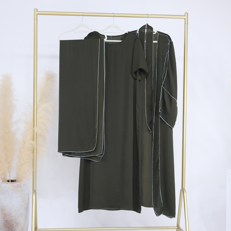 Dameklær Dubai Tyrkia Dubai Ensfarget Hooked Cardigan Plus Innerkjole Lr692_voghion.com