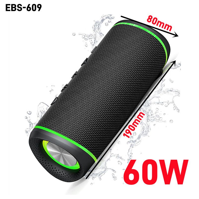 Prijenosni Bluetooth zvučnik IPX5 vodootporni vanjski stupac snage 60 W, stereo bežični subwoofer s TF/AUX/BT reprodukcijom_voghion.com