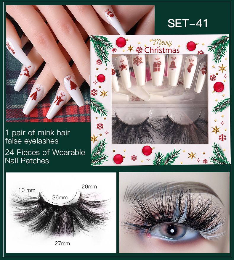 False Eyelashes New Products Christmas False Eyelashes Wear Nail Set Colored Eyelashes False Eyelashes Holiday Eyelashes_voghion.com
