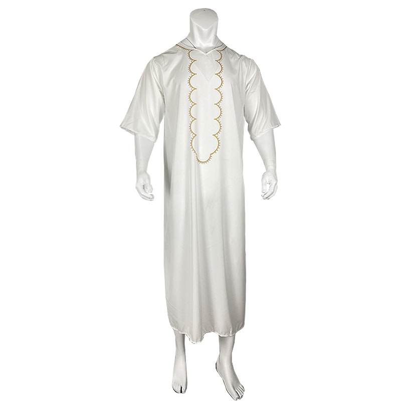Ανδρικά ρούχα μουσουλμανικά abaya ethnic χαλαρά casual με λαιμόκοψη σε μεσαίο μανίκι onesie_voghion.com