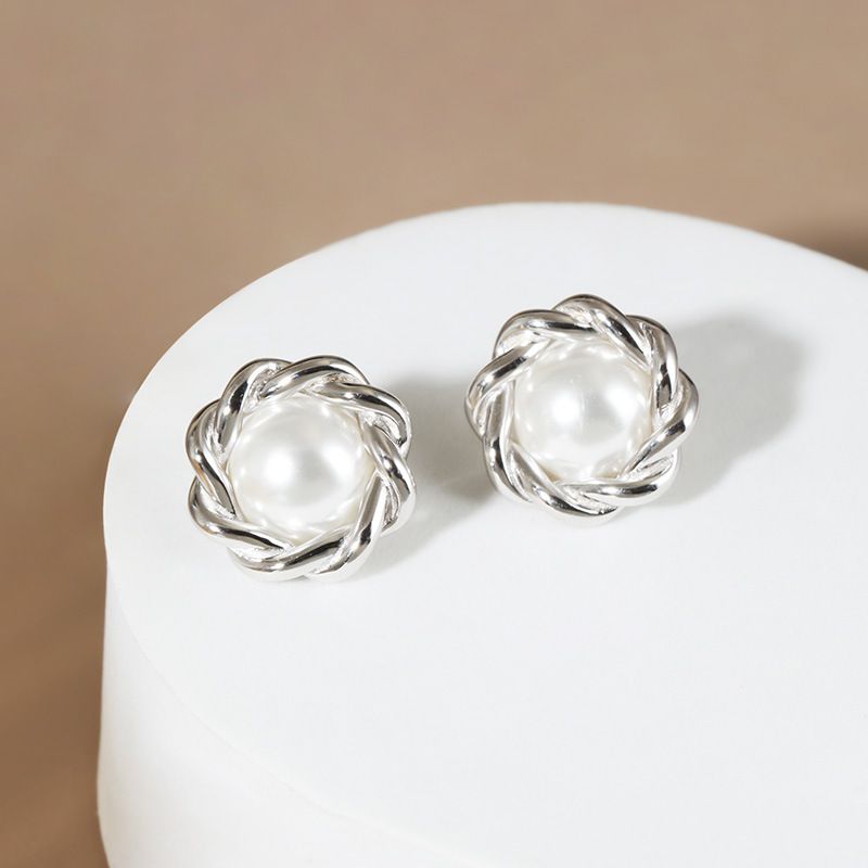 Orecchini Argento Sterling Perla Girasole Orecchini Nicchia Minimalista Versatile Retro Elegante Gioielli Coreano Donna Di Alta Qualità_voghion.com