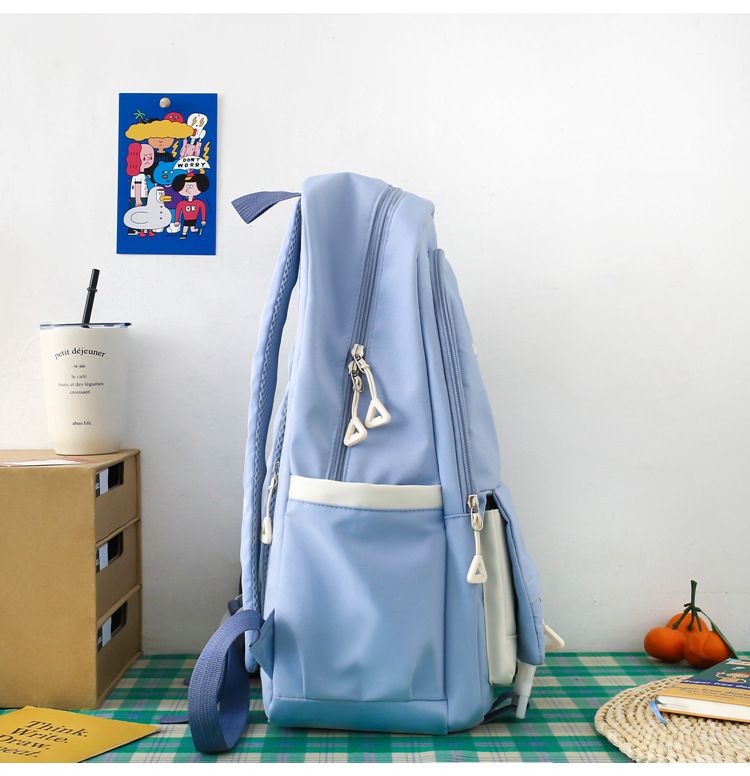 Kids Backpacks New Casual Middle School Student Schoolbag Trendy Brand Large Capacity Solid Color Backpack Four Piece Set High Value Backpack For Men_voghion.com