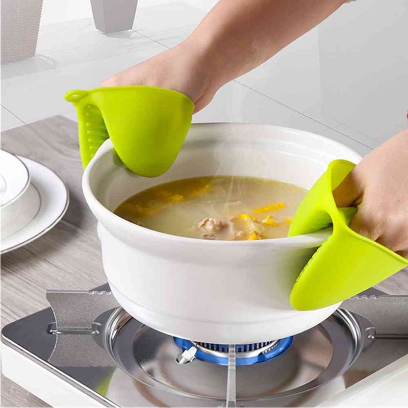 5 Paar Küchenhandschuhe aus Silikon, mikrowellengeeignet, hitzebeständig, isolierend, gegen Verbrühungen, mit Clip, Grill-Organizer-Zubehör_voghion.com