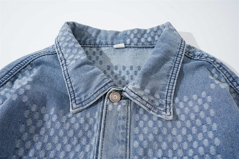 Unisex Jeansjacke – Oversized Streetwear Mantel mit Used-Details (Schwarz/Blau)_voghion.com