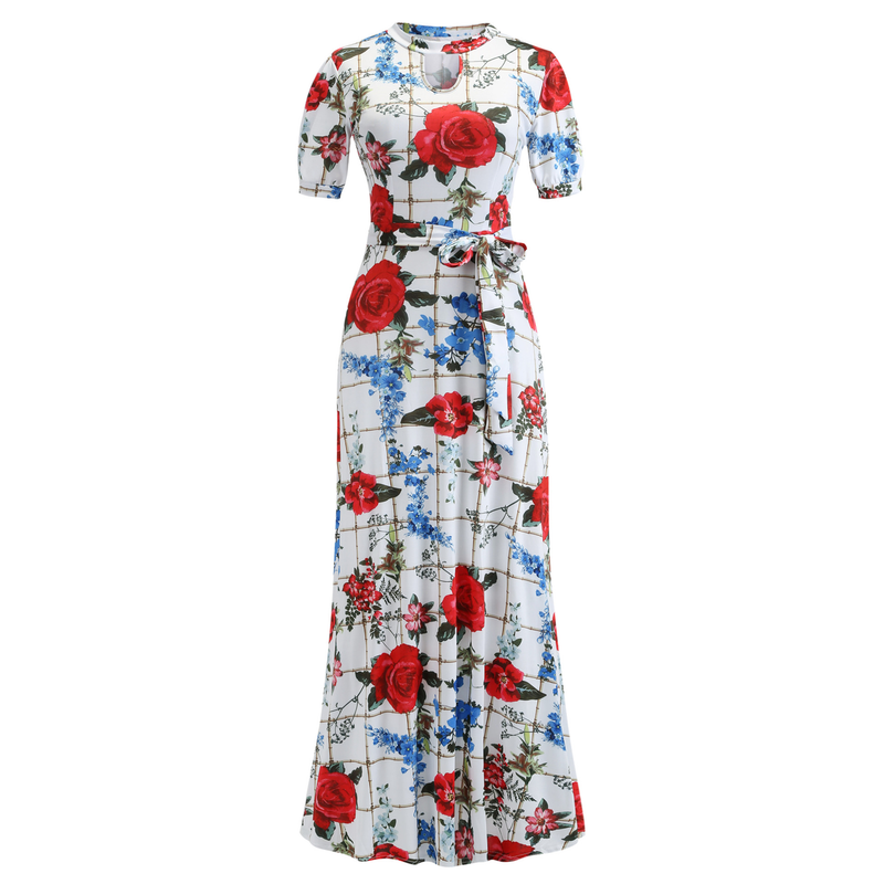 Abito con gonna altalena stile moda con stampa digitale_voghion.com