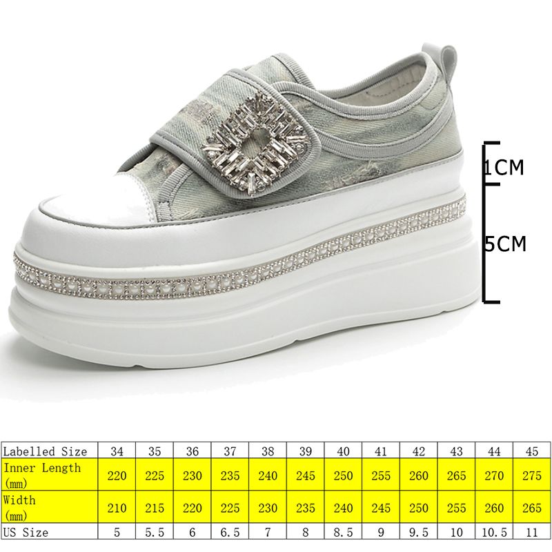 Fujin 6cm Denim Platform Wedge Genuine Leather Casual Spring Summer Autumn Comfy High Brand Chunky Sneakers Hidden Heels_voghion.com