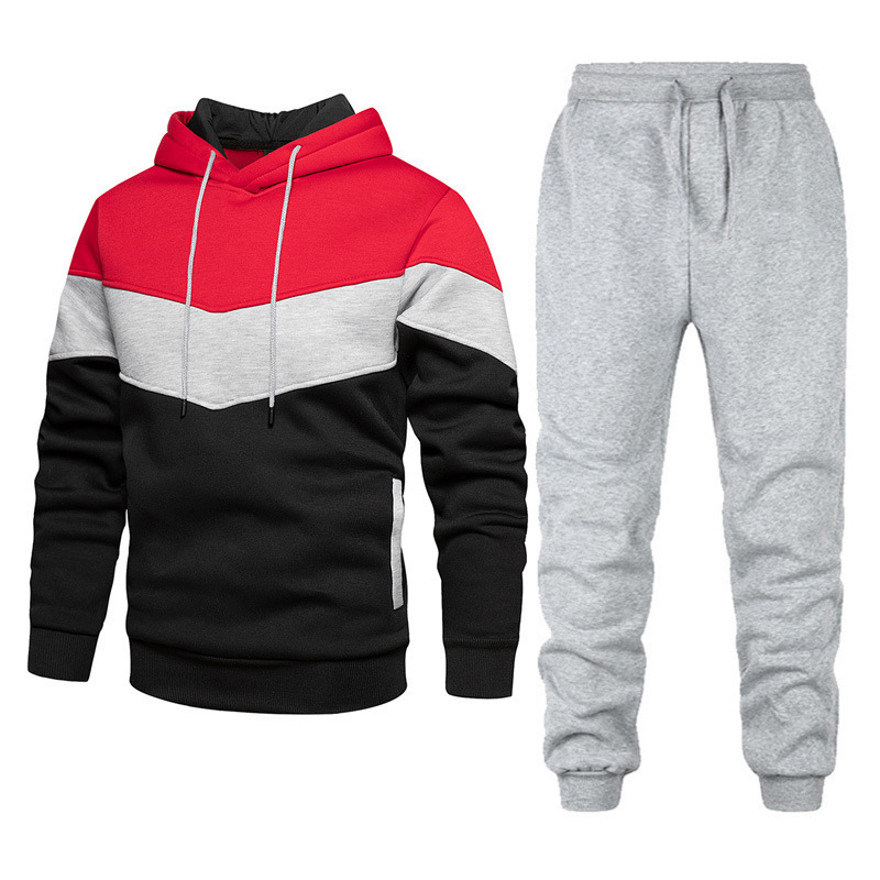 New splicing men's and women's leisure solid color splicing Sportswear running outdoor fashion two-piece set_voghion.com