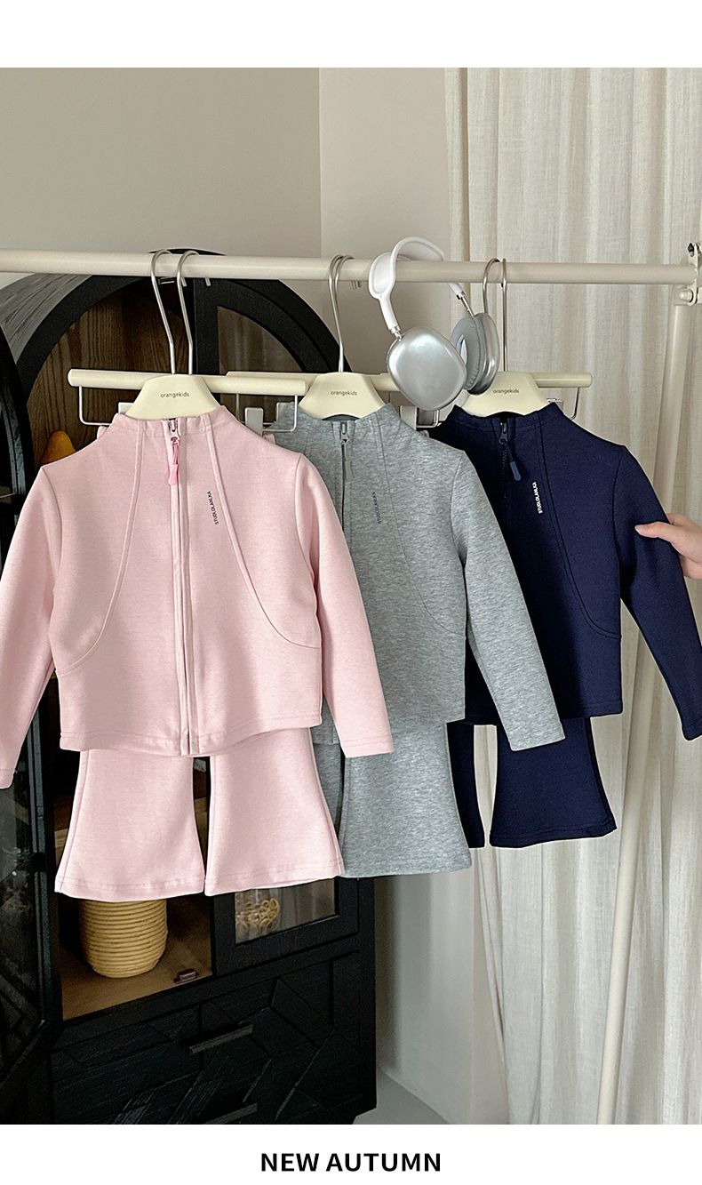 Xie Jinmao Kinderbekleidung Eltern-Kind-Outfit Mädchen Herbst Sweatshirt Set Stilvolles Baby Mädchen Koreanische Version Reißverschluss_voghion.com